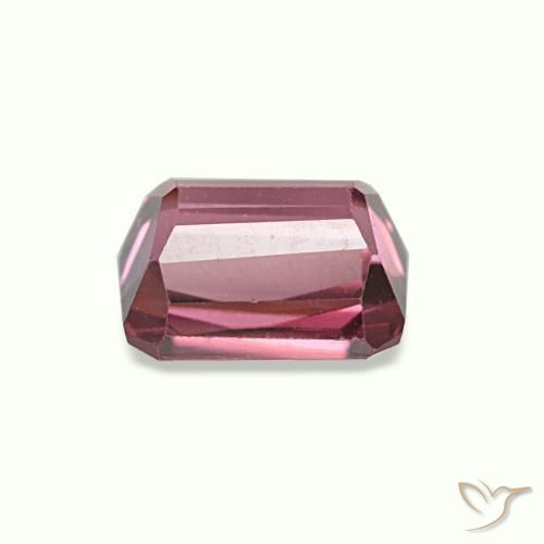 Granate rodolita rojo natural de 0,86 ct, corte esmeralda, VVS-VS