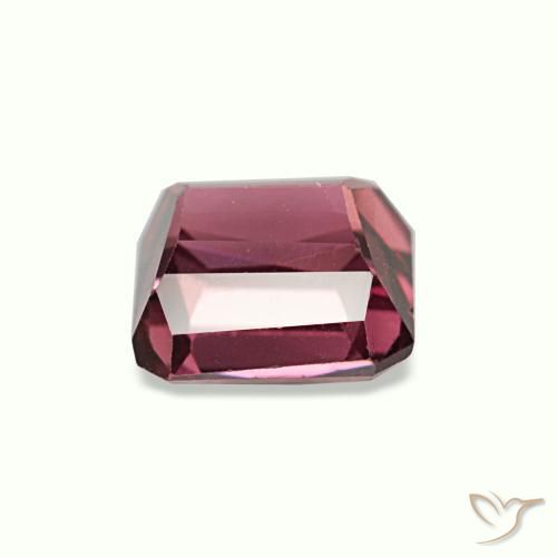 Granate rodolita rojo natural de 1,24 ct, corte esmeralda, VVS-VS