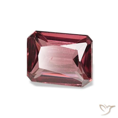 Granate rodolita rojo natural de 1,09 ct, corte esmeralda, VS