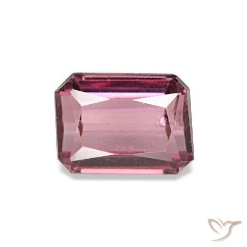 Granate rodolita rojo natural de 0,89 ct, corte esmeralda, VS