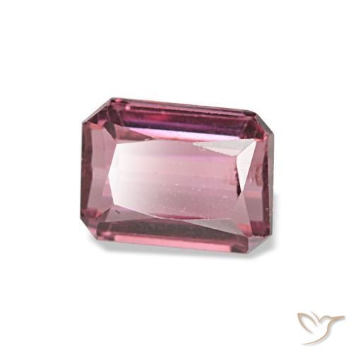 Granate rodolita rojo natural de 0,89 ct, corte esmeralda, VS