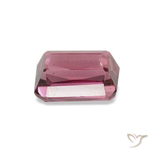 Granate rodolita rojo natural de 0,89 ct, corte esmeralda, VS
