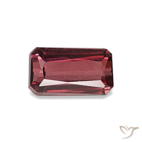 Granate rodolita rojo natural de 0,99 ct, corte esmeralda, VS