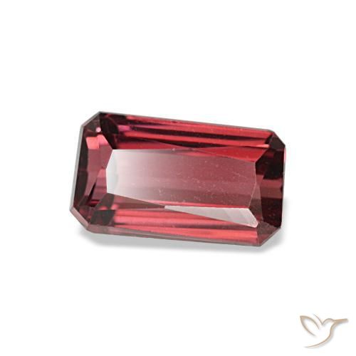 Granate rodolita rojo natural de 0,99 ct, corte esmeralda, VS