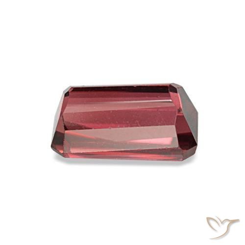 Granate rodolita rojo natural de 0,99 ct, corte esmeralda, VS