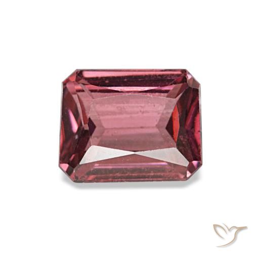 Granate rodolita rojo natural de 0,93 ct, corte esmeralda, VS
