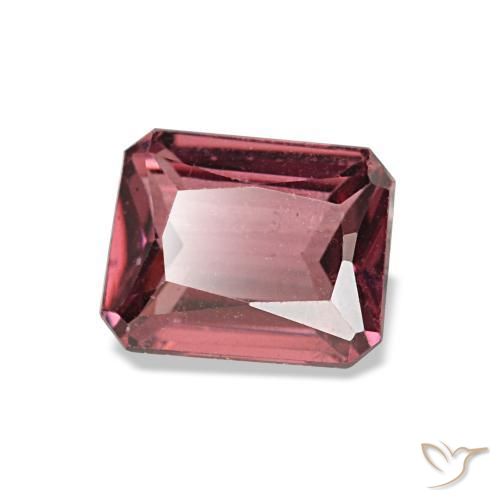 Granate rodolita rojo natural de 0,93 ct, corte esmeralda, VS