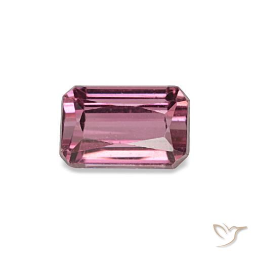 Granate rodolita rosa natural de 0,81 ct, corte esmeralda, VS