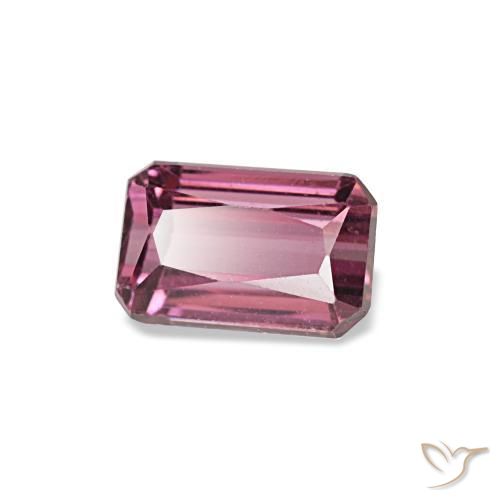 Granate rodolita rosa natural de 0,81 ct, corte esmeralda, VS