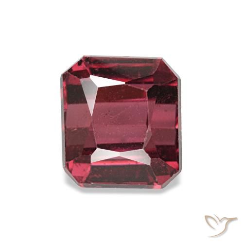 Granate rodolita rojo natural de 1,44 ct, corte esmeralda, VS