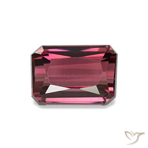 Granate rodolita rojo natural de 1,44 ct, corte esmeralda, VVS-VS