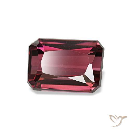 Granate rodolita rojo natural de 1,44 ct, corte esmeralda, VVS-VS