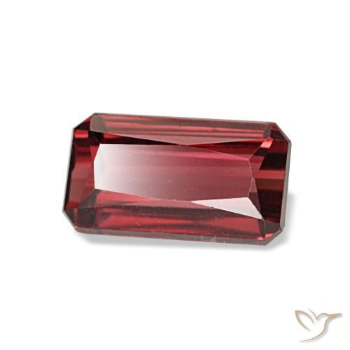 Granate rodolita rojo natural de 1,45 ct, corte esmeralda, VVS-VS