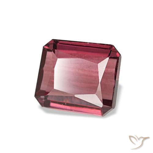 Granate rodolita rojo natural de 0,93 ct, corte esmeralda, VVS-VS