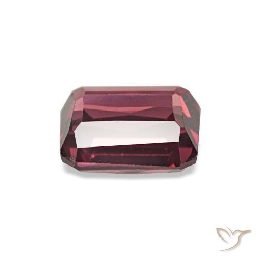 Granate rodolita rojo natural de 0,93 ct, corte esmeralda, VVS-VS