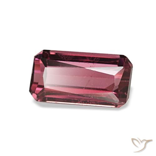 Granate rodolita rojo natural de 1,10 ct, corte esmeralda, VS