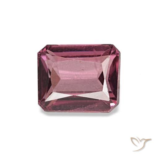 Granate rodolita rojo natural de 0,96 ct, corte esmeralda, VS