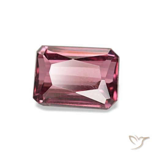 Granate rodolita rojo natural de 1,09 ct, corte esmeralda, VS