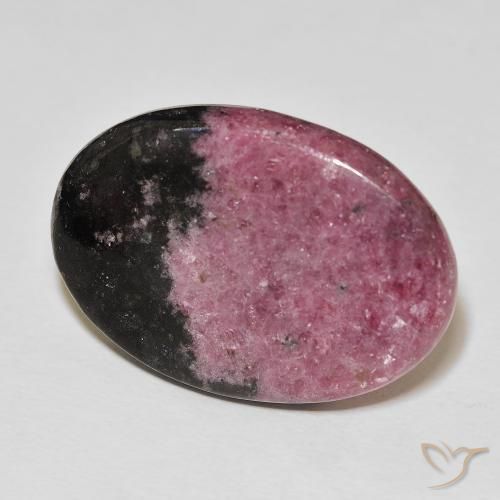 Rodonita Multicolor natural de 47.12 ct, Ovalada, Opaco