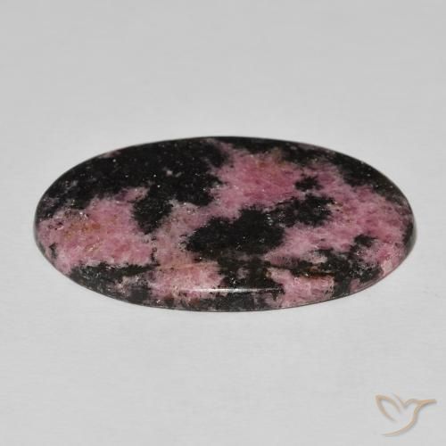 Rodonita Multicolor natural de 37.46 ct, Ovalada, Opaco