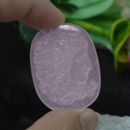 Cuarzo rosa rosa natural de 63,59 ct, corte cojín, transparente