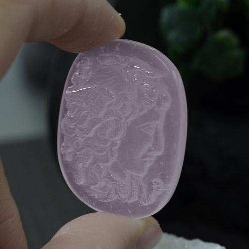 Cuarzo rosa rosa natural de 63,59 ct, corte cojín, transparente