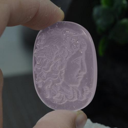 Cuarzo rosa rosa natural de 63,59 ct, corte cojín, transparente