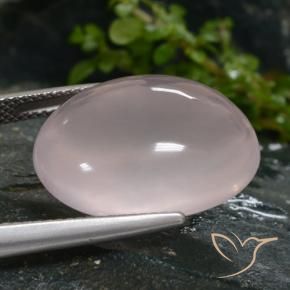 Cuarzo rosa Rosado muy claro natural de 19.36 ct, Ovalada, Translúcido