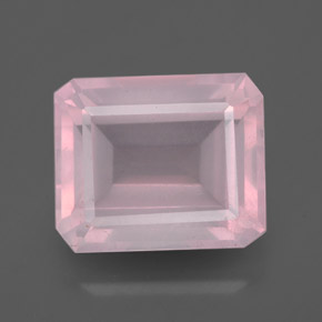 Cuarzo rosa rosa natural de 6,30 ct, corte esmeralda, transparente