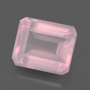Cuarzo rosa rosa natural de 6,30 ct, corte esmeralda, transparente