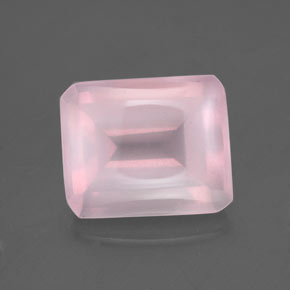 Cuarzo rosa rosa natural de 5,66 ct, corte esmeralda, transparente