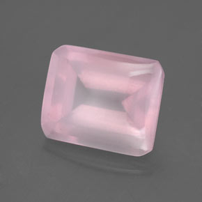 Cuarzo rosa rosa natural de 5,66 ct, corte esmeralda, transparente