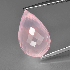 Cuarzo Rosa Rosa natural de 20.94 ct, Corte Briolette, Transparente