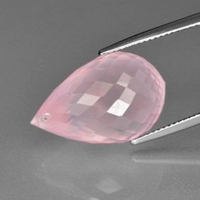 Cuarzo Rosa Rosa natural de 20.94 ct, Corte Briolette, Transparente