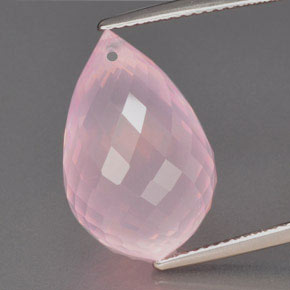 Cuarzo rosa rosa natural de 16,26 ct, briolette, transparente