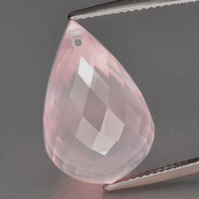 Cuarzo rosa rosa natural de 16,94 ct, briolette, transparente
