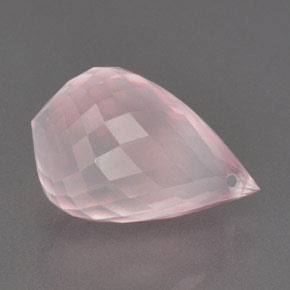 Cuarzo rosa rosa natural de 16,94 ct, briolette, transparente