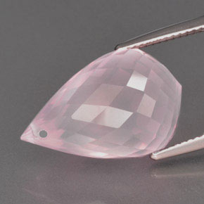 Cuarzo rosa rosa natural de 16,94 ct, briolette, transparente