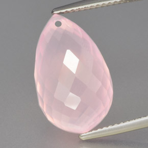 Cuarzo rosa rosa natural de 13,53 ct, briolette, transparente