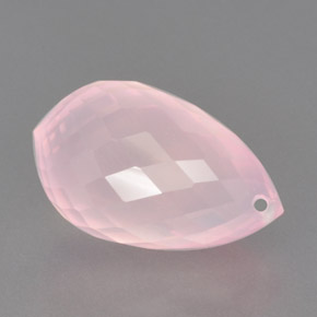 Cuarzo rosa rosa natural de 13,53 ct, briolette, transparente