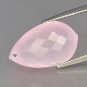 Cuarzo rosa rosa natural de 13,53 ct, briolette, transparente