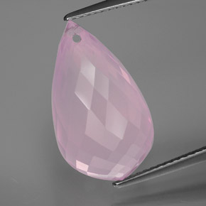 Cuarzo rosa rosa natural de 13,07 ct, briolette, transparente