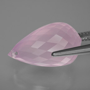 Cuarzo rosa rosa natural de 13,07 ct, briolette, transparente