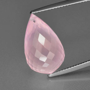 Cuarzo Rosa Rosado rosa medio natural de 12.76 ct, Corte Briolette, Transparente