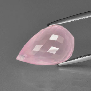 Cuarzo Rosa Rosado rosa medio natural de 12.76 ct, Corte Briolette, Transparente