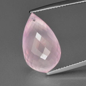 Cuarzo rosa rosa natural de 13,04 ct, briolette, transparente