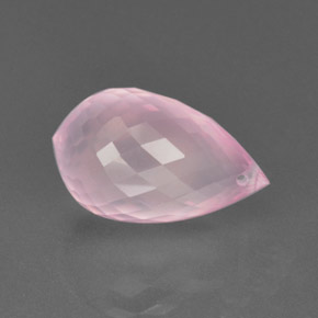 Cuarzo rosa rosa natural de 13,04 ct, briolette, transparente