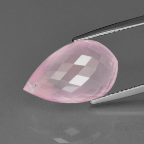Cuarzo rosa rosa natural de 13,04 ct, briolette, transparente