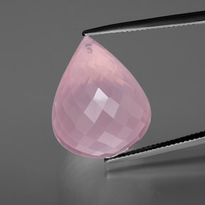Cuarzo rosa rosa natural de 37,97 ct, briolette, transparente