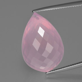 Cuarzo rosa rosa natural de 33,95 ct, briolette, transparente